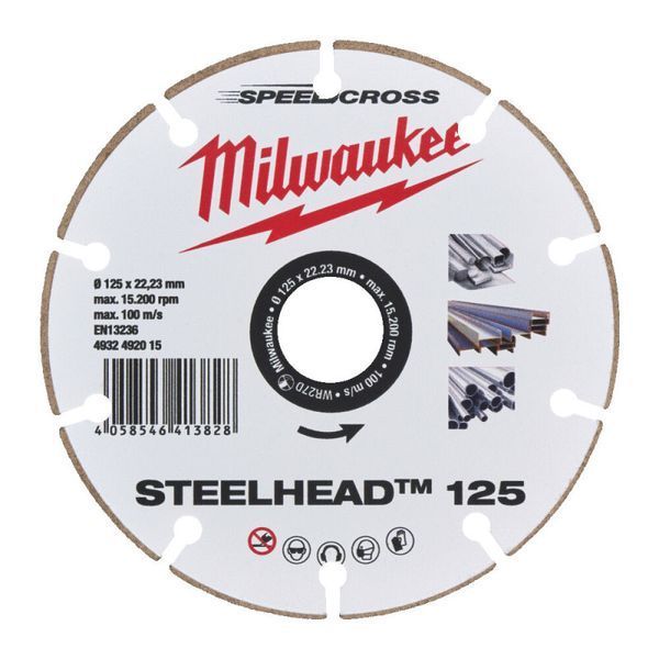 Диск алмазный Speedcross STEELHEAD&trade; 125 MILWAUKEE, &Oslash;125мм, (металл, нержавейка) 4932492015 фото
