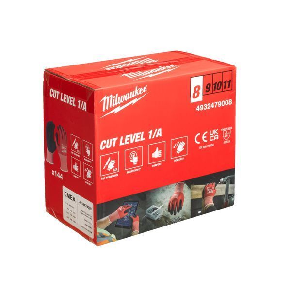 Рукавиці робочі MILWAUKEE, з опором порізам 3/C рівня, розмір 11/XXL, (144 пари) 4932479015 фото