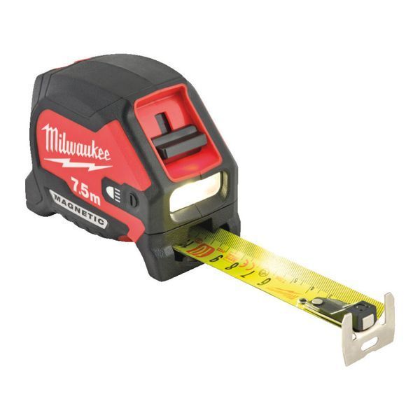 Рулетка магнитная MAGNETIC MILWAUKEE с LED подсветкой, 7,5м, (30мм) 4932492469 фото