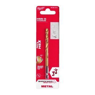 Сверло по металлу RedHEX SHOCKWAVE HSS-TiN MILWAUKEE, &Oslash;6,0х105х63мм 48894714 фото