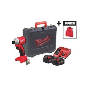 Шуруповерт ударный аккумуляторный бесщеточный MILWAUKEE M18 BLIDRCMC-402C (190Нм) (+ заряд. устройство, 2 аккум., HD кейс) + жилетка 4933499457 фото