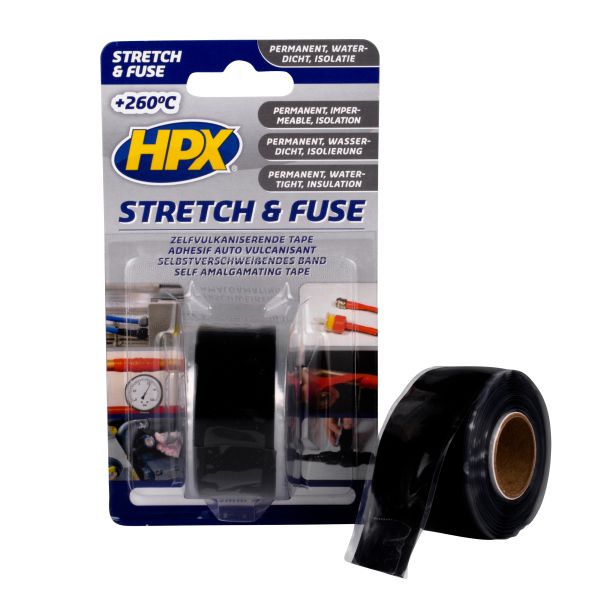 HPX Stretch&Fuse - 25мм х 3м, черная силиконовая вулканизирующая лента для ремонта труб и электроизоляции SZ2503 фото