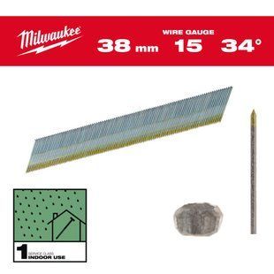 Гвозди оцинкованные с D-образной головкой MILWAUKEE, 15G/34&deg;/38мм, (2500шт) 4932492575 фото