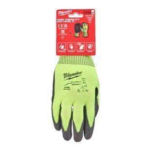 Рукавиці робочі сигнальні Hi-Vis MILWAUKEE, з опором порізам 4/D рівня, розмір 11/XXL 4932479930 фото