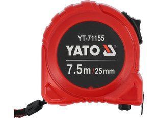 Рулетка YATO: L=7.5мx25мм, з сталевою стрічкою, нейлоновим покриттям, подвійним блокуванням [6/48] YT-71155 фото