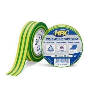 HPX 5200 - 19мм x 10м, желто-зеленая - профессиональная изоляционная лента IE1910 фото