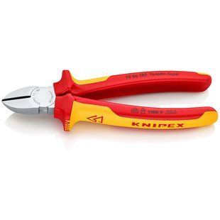 Кусачки&nbsp;боковые&nbsp;(бокорезы),&nbsp;&Oslash;4,0мм,&nbsp;180мм VDE&nbsp;KNIPEX&nbsp;70&nbsp;06&nbsp;180,&nbsp;хромированные 70 06 180 фото