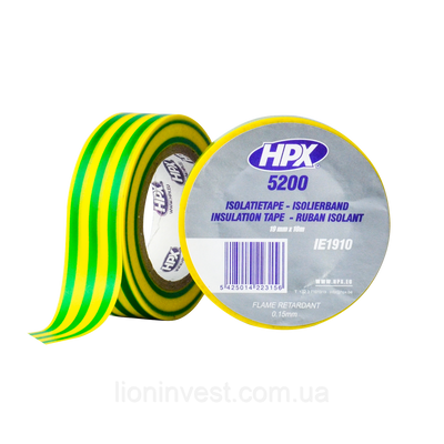 HPX 5200 - 19мм x 10м, желто-зеленая - профессиональная изоляционная лента IE1910 фото