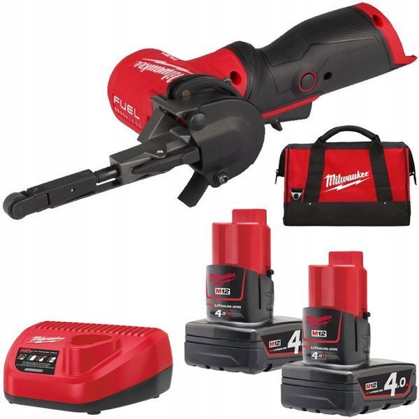Шлифмашина ленточная аккумуляторная бесщеточная MILWAUKEE, M12 FBFL10-402B, 10мм (ЗУ, 2х4Ач, сумка) 4933480959 фото