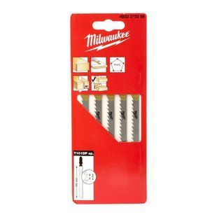 Полотна для лобзиків T101DP Sp. MILWAUKEE, 105х4,0мм, (5шт), (деревина, прямий різ) 4932373388 фото