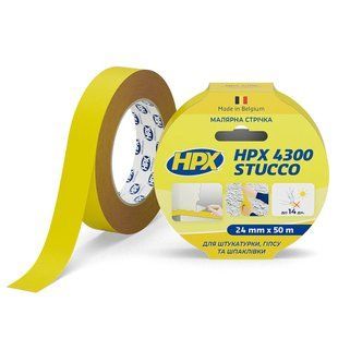 Малярна стрічка HPX STUCCO 4300 120 С 24мм х 50м жовта MY2450 фото