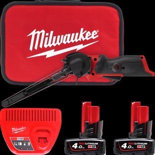 Шлифмашина ленточная аккумуляторная бесщеточная MILWAUKEE, M12 FBFL13-402B, 13мм (ЗУ, 2х4Ач, сумка) 4933480961 фото