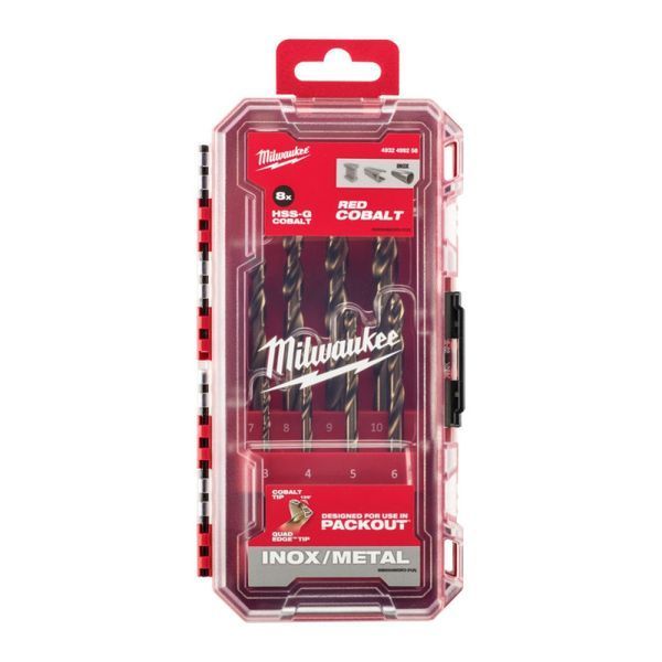 Набор сверл по металлу кобальтовых HSS-Co PACKOUT MILWAUKEE, DIN338, (&Oslash;3/4/5/6/7/8/9/10мм) (8шт) 4932499256 фото
