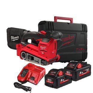 Шлифмашина ленточная аккумуляторная бесщеточная MILWAUKEE, M18 FBTS75-552X (ЗУ, 2х5,5Ач, HDкейс) 4933479615 фото
