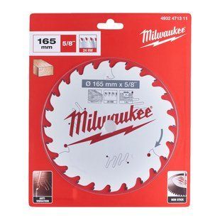 Диск пиляльний по дереву PFTE THIN KERF MILWAUKEE, діаметр 165х5/8"х1,6мм, 24 зуб. 4932471311 фото