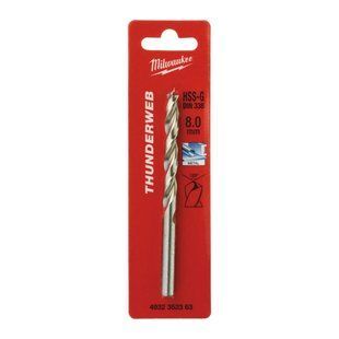 Сверло по металлу THUNDERWEB HSS-G MILWAUKEE, DIN338, &Oslash;8,0x117х75мм 4932352363 фото
