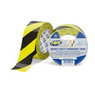 Стрічка клеюча маркувальна HEAVY DUTY 48мм х 33м х 0.20мм чорно-жовта (плівка) TB5033 фото