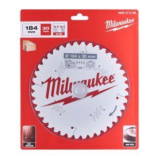 Диск пиляльний по дереву PFTE THIN KERF MILWAUKEE, діаметр 184х30х2,1мм, 48 зуб. 4932471298 фото