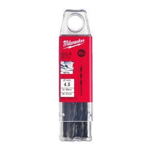 Свердло по металу HSS-R MILWAUKEE DIN338, діаметр 4,5х80х47мм, (10шт), пластикова коробка 4932363479 фото