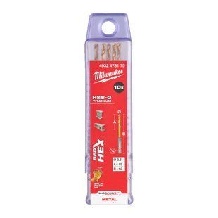 Сверло по металлу RedHEX SHOCKWAVE HSS-TiN MILWAUKEE, &Oslash;2,5х62х19мм, (10шт) 4932478175 фото