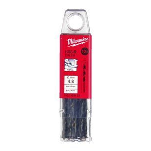Свердло по металу HSS-R MILWAUKEE DIN338, діаметр 4,8х86х52мм, (10шт), пластикова коробка 4932363482 фото