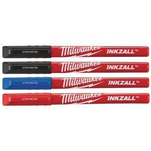 Набір маркерів INKZALL Fine Tip MILWAUKEE, супертонких (синій/ червоний/ чорний/ чорний), (4шт) 48223165 фото