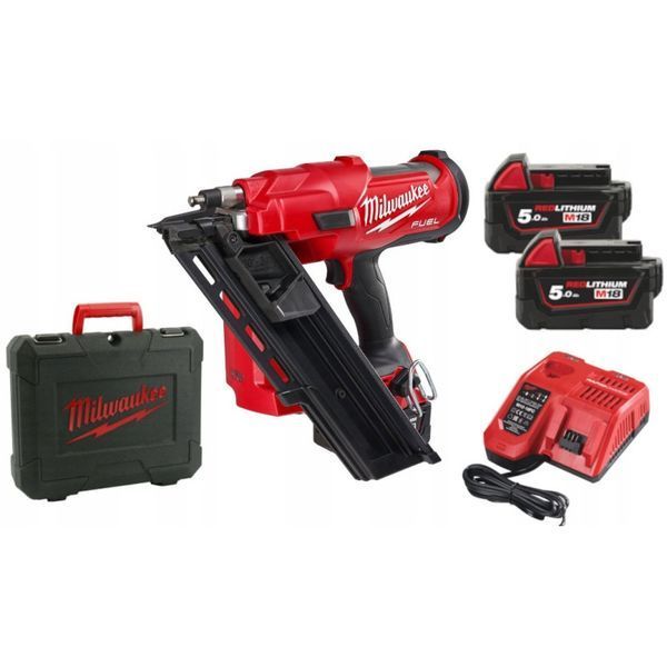 Пистолет гвоздезабивной аккумуляторный бесщёточный MILWAUKEE, M18 FFNS-502C, 50-90мм (ЗУ,2х5Ач,кейс) 4933478302 фото