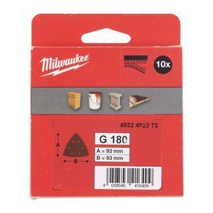 Папір шліфувальний MILWAUKEE, 93х93х93мм HL, зерно 180, (10шт) 4932492273 фото