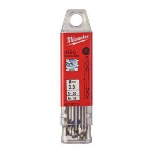 Сверло по металлу HSS-G MILWAUKEE, DIN 1412 C, &Oslash;3,3х49х12мм. двухстороннее, (10шт) 4932352225 фото