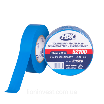 HPX 52100 - 19мм x 20м, синя - професійна ізоляційна стрічка IL1920 фото