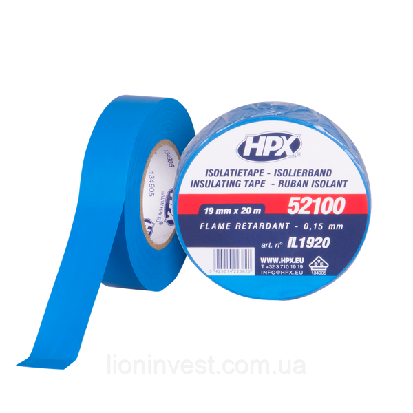 HPX 52100 - 19мм x 20м, синя - професійна ізоляційна стрічка IL1920 фото