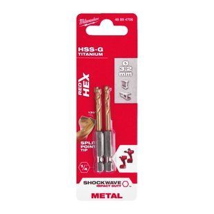 Свердло по металу RedHEX SHOCKWAVE HSS-TiN MILWAUKEE, діаметр 3,2х66,5х23мм, (2шт) 48894706 фото