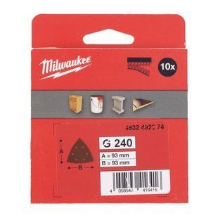 Папір шліфувальний MILWAUKEE, 93х93х93мм HL, зерно 240, (10шт) 4932492274 фото