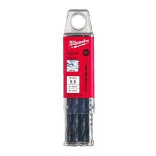 Свердло по металу HSS-R MILWAUKEE DIN338, діаметр 5,5х93х57мм, (10шт), пластикова коробка 4932363489 фото