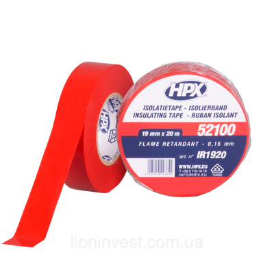HPX 52100 - 19мм x 20м, червона - професійна ізоляційна стрічка IR1920 фото