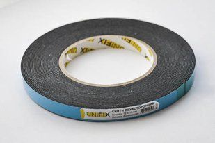 Стрічка клейка двостороння на вспіненій основі 12мм*10м чорна UNIFIX 051767 фото