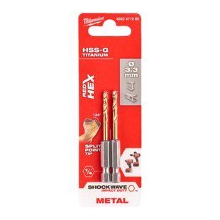 Сверло по металлу RedHEX SHOCKWAVE HSS-TiN MILWAUKEE, &Oslash;3,3х67х24мм, (2шт) 4932471089 фото