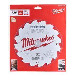 Диск пильный по дереву PFTE THIN KERF MILWAUKEE, &Oslash;210x30x2,4мм, 16зуб. 4932471324 фото