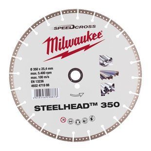 Диск алмазный Speedcross STEELHEAD&trade; 350 MILWAUKEE, &Oslash;350мм, (металл, нержавейка) 4932471988 фото