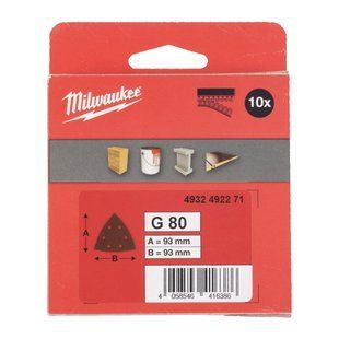 Папір шліфувальний MILWAUKEE, 93х93х93мм HL, зерно 80, (10шт) 4932492271 фото