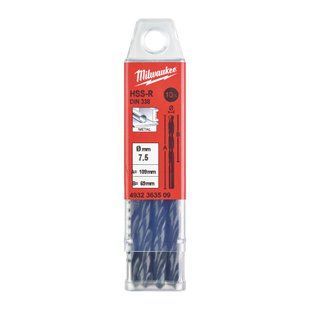 Свердло по металу HSS-R MILWAUKEE DIN338, діаметр 7,5х109х69мм, (10шт), пластикова коробка 4932363509 фото