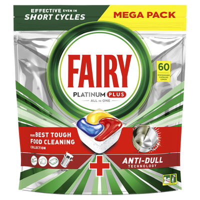 FAIRY Platinum Плюс Все в Одном Средство для мытья посуды в капсулах для автомата посуда машин Лимон 60шт 8001090952158 фото