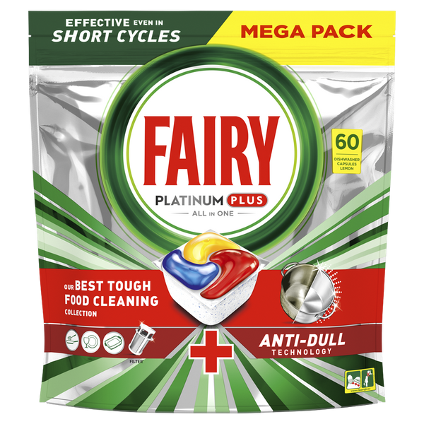 FAIRY Platinum Плюс Все в Одном Средство для мытья посуды в капсулах для автомата посуда машин Лимон 60шт 8001090952158 фото