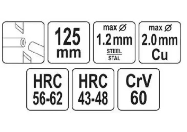 Бокорізи для нарізки кабелю YATO 5", l=125мм CrV 60 YT-1954 фото