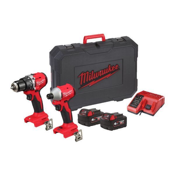 Набір з 2х інструментів акумуляторних безщіткових MILWAUKEE, M18 BLCPP2A-402C (зарядний пристрій М12-18 С, 2 акумулятори М18 В4 4933492827 фото