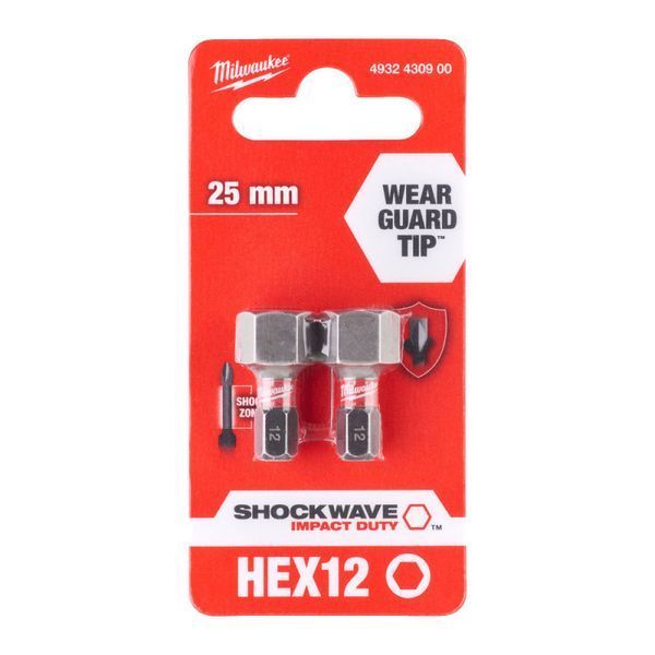 Біта SHOCKWAVE MILWAUKEE, Hex12, 25мм, (2шт) (замена 4932500385) 4932430900 фото