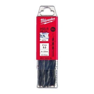 Свердло по металу HSS-R MILWAUKEE DIN338, діаметр 9,0х125х81мм, (10шт), пластикова коробка 4932363524 фото