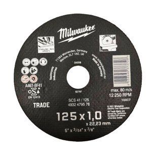 Диск отрезной по металлу MILWAUKEE Trade, SCS 41/125х1, &Oslash;125мм 4932479578 фото