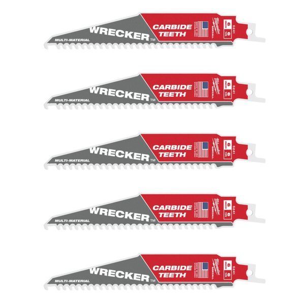 Полотно для шабельних пил WRECKER CARBIDE MILWAUKEE, 150х4,2мм, (5шт), (мультіматеріал) 48475541 фото