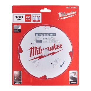 Диск пильный по фиброцементу PFTE MILWAUKEE, &Oslash;160х20х2,2мм, 4 зуб. 4932471293 фото